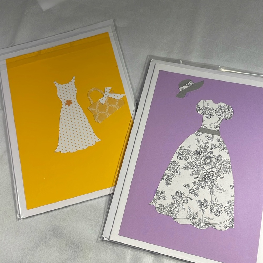Set of 4 Easter outfit greeting cards birthday cards